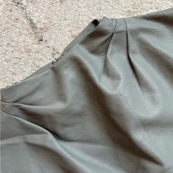 Maeve Stone Olive Faux Leather Cowl Neck Top - Picture 2 of 4